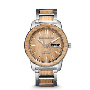 Original Grain Men’s Natural Wood & Silver Stainless Steel Watch